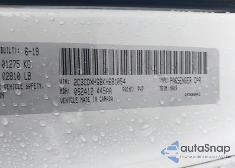 2019 Dodge Charger Gt Rwd из США, поврежденный, VIN 2C3CDXHG8KH681054